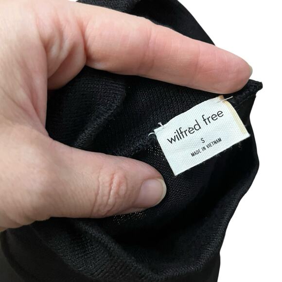 Wilfred Free Mock Neck Sweater Dress Size Small Midi Black Side Slit Minimalist - Picture 5 of 7